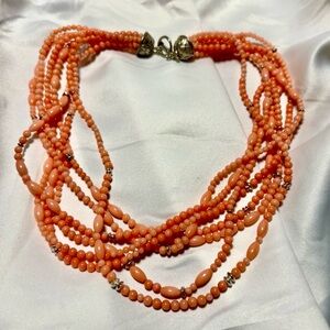 Natural undyed 7 multi strand of Pacific Pink Coral Beaded Necklace BJ 925 China